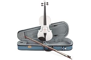 Stentor Harlequin Violin Outfit 4/4 Size, Violin for Intermediates with P&H Fibreglass Bow, Lightweight Case, Colourful String Instrument 1401AWH, White