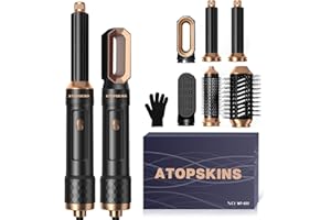 ATOPSKINS Pro Air Styler 6 in 1 Hairstyler Set,Magic Styler New Upgrade 60000RPM Hair Dryer Brush,Left&Right Magic Hair Curler,Curl, Straighten, Wavy, Smooth, Multi-Styler All in one, 3 Temps Setting, Black