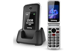 Tosaju 4G Seniorenhandy Klapphandy ohne Vertrag Einfach Großtasten Handy für Senioren mit Ladestation Notruftaste Dual-SIM 1200 mAh Akku Lange Standby-Zeit 2,8 und 1,77 Zoll Farbdisplay Schwarz