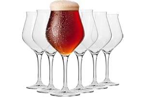 Krosno Copas tulipa de cata para cerveza | Juego de 6 | 420 ml | Colección Avant-garde | Ideal para casa y fiestas | Apto para lavavajillas | Cristal sin plomo