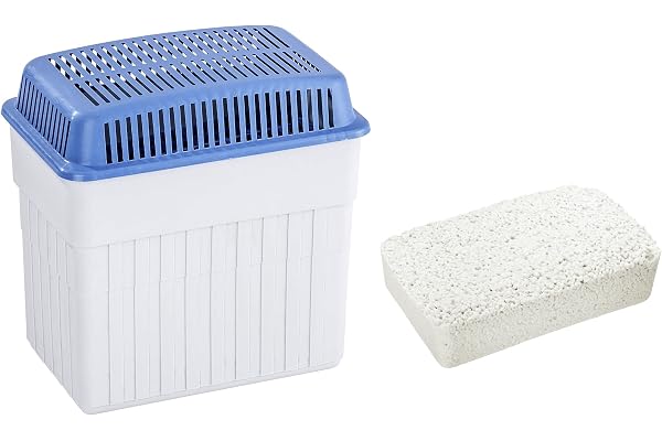 Maximex Fuktgivare med 2 kg granulatblock, rumsavfuktare, rymmer upp till 2,8 l fukt, laboratorietestad, påfyllningsbar, minskar mögel och lukt, 23 x 24 x 15,5 cm, grå