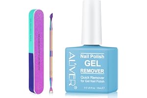 PLOBRT Gel Nail Polish Remover, Easily & Quickly Removes in 3-5 Minutes, Not Hurt Nails, Gel Polish Remover with Nail File & Nail Polish Scraper