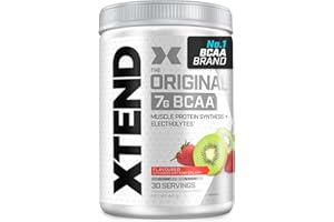 SCIVATION XTEND Original BCAA Powder Strawberry Kiwi Splash 30 Servings | 7g BCAAs Per Serving | Sugar Free Branched Chain Amino Acids and Electrolytes Powder for Post Workout Muscle Recovery and Hydration