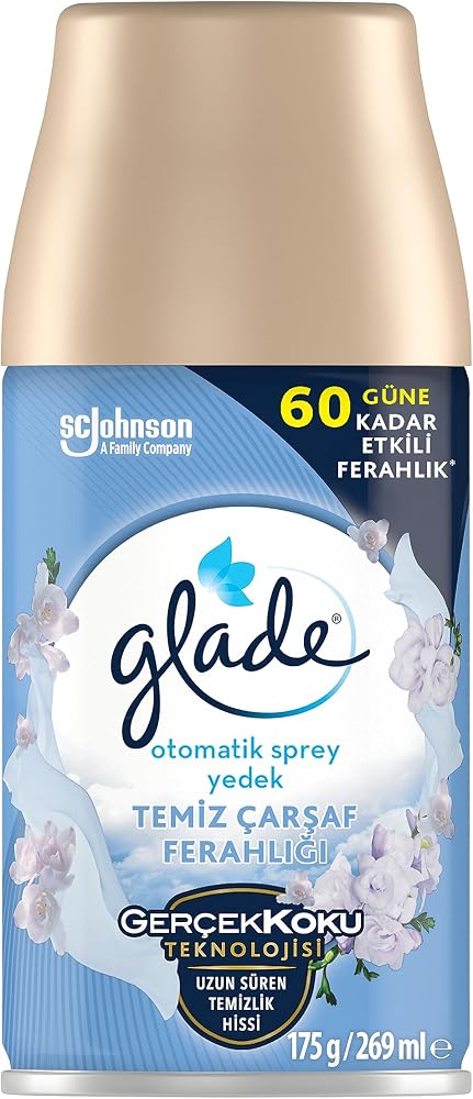 Glade Otomatik Sprey Yedek Temiz Çarşaf Ferahlığı 269 ml, 60 Gün Etkili, Salon Mutfak Banyo