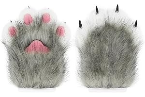 Hbbhml Guantes de piel sintética de felpa con forma de garra de gato, accesorios para Halloween y cosplay para adultos