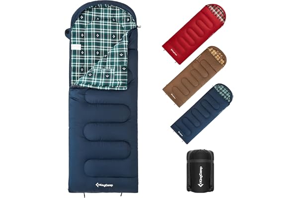 KingCamp Sac de Couchage Adulte Hiver, Flanelle Coton, 230 * 90cm 4℃ à -15℃/ 7℃ à -13℃,Compact 3-4 Saisons Couverture pour Camping Voyage Tentes Randonnée Extérieur Intérieur