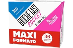 BIOCHETASI Pocket Digestivo, per Aiutare la Digestione anche Fuori Casa, Senza Zucchero, 2 x 18 Compresse Masticabili Gusto Arancia