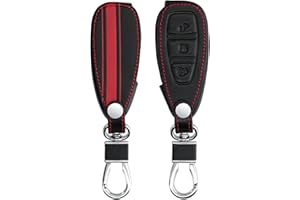 kwmobile Autoschlüssel Hülle kompatibel mit Ford 3-Tasten Autoschlüssel Keyless Go - Kunstleder Schutzhülle Schlüsselhülle Rallystreifen Sidelines Rot Schwarz