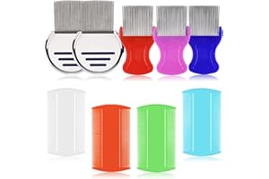 LABOTA 9 Pièces Peigne à Poux, Peigne Anti Poux et Lentes, Dents Très Resserrées, Traitement des poux de Tête pour Enfants, Animaux Domestiques et Adultes