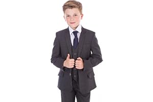 Vivaki Boys Suit Grey Check Paisley Lining Formal Wedding Pageboy Party Prom 5pc Suit