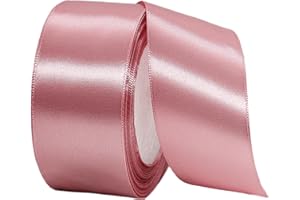 yayafunfun 22m Ruban de Satin Rose Poudré Gros 40mm, Ruban Satin pour Cadeaux, Mariage, Décoration, Couture, Nœuds, Noël, Artisanat, Voitures, Gâteau, Maison