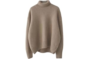 MAOAEAD Cashmere Pullover High Neck Warm Knitted Cashmere Sweater Cozy Soft Turtleneck Pullover Oversized Tops for Women