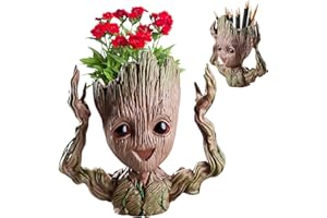 YISKY Groot Flower Pot, Groot Plants Pot with Drainage Hole, Groot Figures Cute Model, Groot Plant Pot Flowerpot, Groot Action Figures for Plants and Pen Holders, Plants Garden Aquarium Decoration (A)