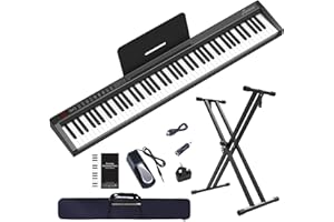 OYAYO Clavier de piano numérique 88 touches, clavier de piano électrique semi-lesté avec fonction Bluetooth MIDI, pédale de sustain, sac de piano pour enfants et adultes, PH88CX