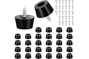 FDCLIXUVOL Gumowe nóżki przykręcane, 30 sztuk, gumowe podstawki, antypoślizgowe gumowe odbojniki, zestaw z wbudowaną podkładką ze stali nierdzewnej i śrubami, nóżki meblowe, czarne, gumowe nóżki do mebli