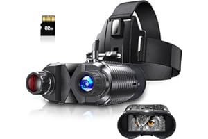 Hojocojo Nachtsichtgerät, Nachtsichtbrille Kompatibel mit Fast Mich Helm, 8-facher Digitaler Zoom, 7-Gang Infrarot, FHD 1080p, 1312 Fuß/400m bei 100% Dunkelheit, Wiederaufladbar über USB