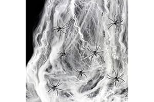 MUOIVG 300g Telarañas Realistas Extra Grandes con 40 Arañas,Tela de araña para Decoraciones de Halloween o Carnaval,Realistas Falso Araña,Fácil de Usar,Decoración Adornos Fiesta Halloween