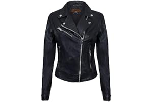 Infinity Leather Chaqueta de Cuero para Mujer Clásico Estilo Motorista Real para Mujer