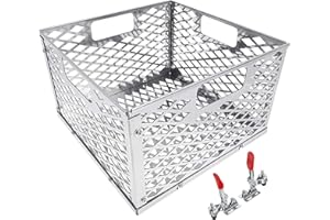 BBQ-PLUS Charcoal Firebox Basket and Smoker Door Clamps for Oklahoma Highland Bandera Longhorn,Charcoal Box,Fire Basket and Latches for Most Offset Smoker Grill,12 W x 12 D x 7.5 H,Stainless Steel
