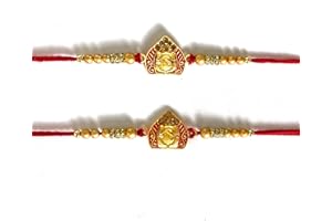KSJONE Set of 2 Lord Siddhivinayak Ganesha Rakhi for Brothers, Rakhi Bracelet for Brother, Assorted Handmade Rakhi, Fancy Rakhi, Rakhi Thread