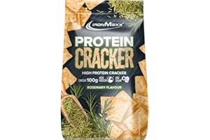 IronMaxx Protein Cracker - Romero 100g | Aperitivo crujiente y bajo en azúcar con un 21% de proteínas | Horneado y no frito
