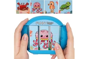 Fullware Rotating 3D Puzzle for Kids 3 4 5 6 7 Year Old, 4 Puzzles in 1, Handheld Fidget Toys for Travel, Cars & Plane, Fine Motor Skills Developing, Educational Game for Boys & Girls Ages 3+