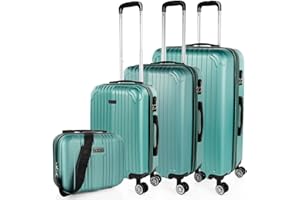 ITACA - Set valigie - Set Valigie Rigide Offerte. Valigia Grande Rigida, Valigia Media Rigida e Bagaglio a Mano. Set di Valigie con Lucchetto Combinazione TSA, Acquamarina