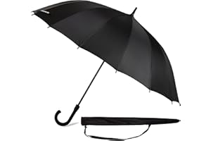 Sternenfunke Regenschirm groß XXL schwarz Ø120 cm, großer Stockschirm Damen und Herren, edel, stabil und sturmfest, für 2 Personen, Automatik Funktion durch Komfort Druckknopf incl. Tragetasche