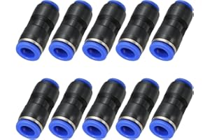 PATIKIL 3/8 x 5/16" Raccords Pousser Connecter 10Pcs Raccord Tuyau d'Air Plastique Connecteurs Pneumatiques à Dégagement Rapide Coupleur Bidirectionnel à Union Droite pour Tube, Bleu
