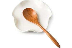 ZGGZHEIM Repose Cuillère Cuisine en Céramique,Support pour Ustensiles de Cuisine,Porte-Cuillère pour Spatules,Pinces,Cuillères à Café ou Ustensiles,Cuisinière et Comptoir,Lavable au lave-vaisselle (Blanc,13cm)