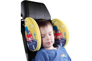 MYMAI Verstellbare Auto-Nackenstütze für Kinder und Erwachsene - kopfstütze auto kinder mit Memory-Schaum für Reisen, 360° drehbare Kopfstütze für auto schlafen, Ergonomisches Reisekissen(Gelb)
