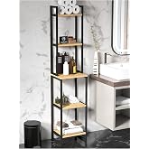 miyuhome 5 Raflı Banyo D&uuml;zenleyici Dar Alan Rafı Metal Mutfak Rafı Banyo Dolabı &Ccedil;ok Ama&ccedil;lı Organizer Safir Meşe