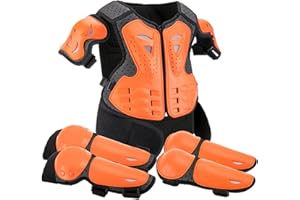 MUZRUNQ Kids Motorcycle Gear Shockproof Protective Gear Adjustable Motorbike Safety Protective Impact Resistant Body Armour for Dirtbike Bicycle Skateboard, Orange 1 Set