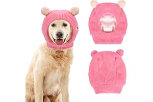 FADCAER Dog Winter Hat,Winter Dog Warm Hat Wacky Cute Cat Fluffy Warm Cap Knitted Pet Hat Bear Ears Design Dog Headwear Hat Pet Supplies for Kitty Puppy Small Medium Large Dogs (Pink)
