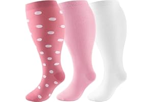 DRESHOW Skarpety Uciskowe w Dużych Rozmiarach dla Kobiet i Mężczyzn Szeroka Łydki Extra Skarpety do Kolan 20-30 mmHg Wspomagające Krążenie