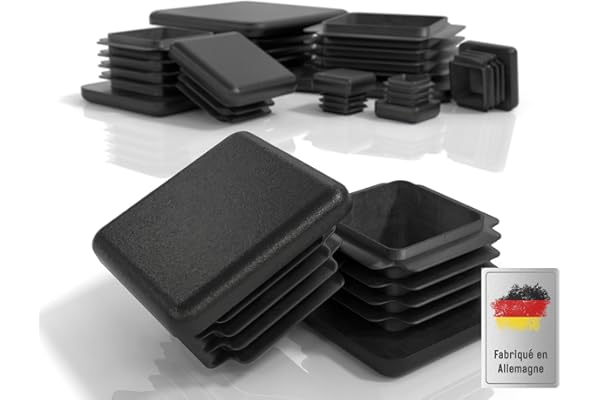 PD® Bouchons à lamelles 40x40 mm pour Tube carré | Bouchons carrés en Plastique PE | Bouchon Pied de Chaise | Bouchon Tube Carré pour Tubes Métalliques, Chaises, Canapés, Tables et étagères | 10 pcs.
