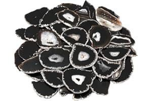 mookaitedecor 12 Stück Natürliche Geode Achat Scheiben, unregelmäßige poliert Achat Edelsteine Namen Karten für Hochzeit