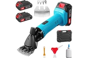 Bellanny 21V Professional Cordless Sheep Shearing Clippers, 300W 2400RPM Livestock Grooming Kit with Battery & SK5 Blade, 6-Speed Adjustable Electric Shearing Clippers for Matted and Thick Hair