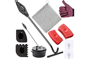 TOTONY Deckelheber Dutch Oven, 42CM Heber Feuertopf Deckelheber, Haken Dutch, Ringreiniger Gusseisen Reiniger aus Edelstahl 316, Dutch Oven Zubehör Für BBQ, Grill, Camping, Gusseisen Töpfe