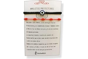 SabelAX Pulsera Protectora, Pulsera Hilo Rojo, Pulsera Ojo Turco, Hilo Rojo del Destino, Amuleto Buena Suerte, Proteccion Mal de Ojo, Para Mujer, Hombre y para Parejas, Pulsera Kabbalah, 2 piezas.