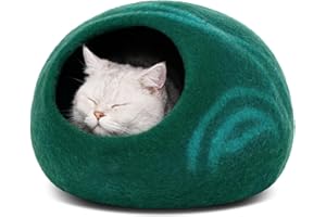MEOWFIA Cat Bed Cave Premium Felt - Handmade 100% Merino Wool Bed for Cats and Kittens