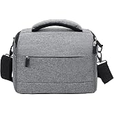 Camera Bag Grey 26 x 15 x 19 cm with Rain Cover | Rain cover, 2 removable dividers, inner zipper pocket and back strap for sm