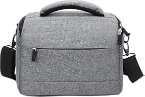 HIUOUIH Bolsa Camara Reflex 26 x 19 x 15 cm Funda Fotografia IImpermable y Anti-Choque Camera Bag Bandolera SLR con Cubierta de Lluvia para la Mayoría Digital DSLR Cámaras, Gris