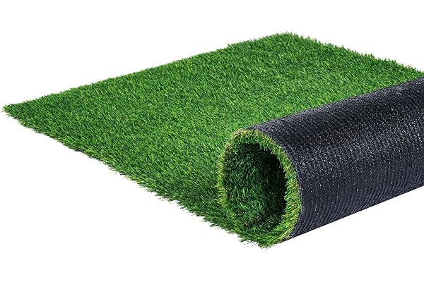 VEVOR Gazon Artificiel, Pelouse Synthétique Extérieur Intérieur 153x92 cm Brins d'Herbe 35 mm Facile à Nettoyer avec Trous de Drainage pour Cours de Récréation, Décoration Maison, Tapis de Chien, Vert