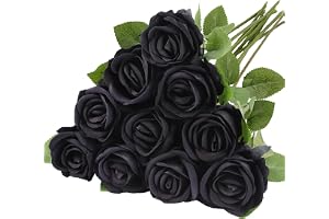 N&T NIETING Konstgjorda rosor blommor, svarta sidenblommor, 10 stycken, 51