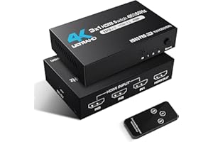 NEWCARE HDMI Switch 3 in 1 Out, 4K@60Hz HDMI Splitter 3 in 1 Out mit Fernbedienung, Metall HDMI Switch Automatisch, HDMI Verteiler Umschalter für NS PS4/5 PC Fire Stick Roku
