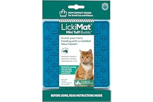 LickiMat Mini Tuff Buddy Cat Food Mat, Cat Slow Feeder for Boredom & Anxiety Relief for Cats, Perfect for Food, Treats, Yoghurt & Peanut Butter, Fun Alternative to a Slow Feeding Bowl, Turquoise
