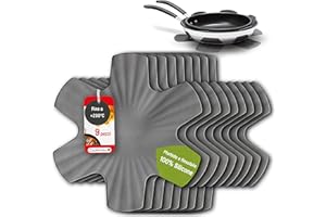 Coolinato - Set di 9 protezioni per padelle in silicone 35 cm grigio - Sottopentola universale, per padelle e pentole - Sottopadella e protezione termica lavabile in lavastoviglie e senza BPA