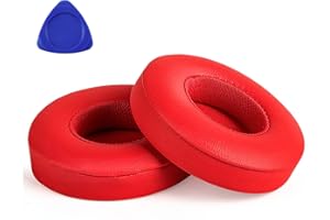 Yizhet Cuscinetti Cuffie Compatibile con Beats Solo 2 Solo 3 Padiglioni Cuffie di Ricambio in Pelle Proteica e Spugna, 1 Paio, Rosso
