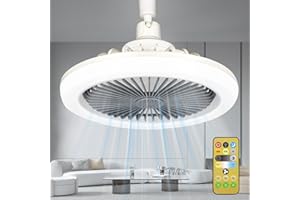 XIEXIENI Ventilateur Plafond Silencieux avec 30W Lumière LED, E27 Petites Ventilateur de Plafond Eclairage avec Télécommande, Dimmable, 3 Vitesses, Lampe Ventilateur Plafond pour Chambre, Salon et Cuisine